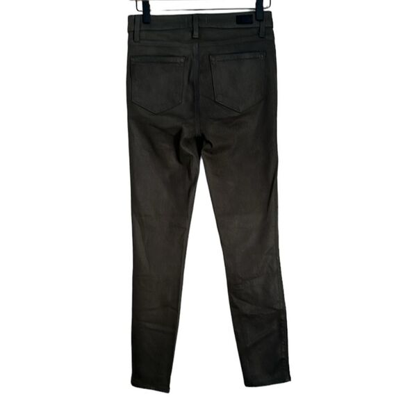 Paige Denim Hoxton Ankle Skinny Leg Jean Forest Green Chive Luxe Coating Size 26 - Picture 3 of 11